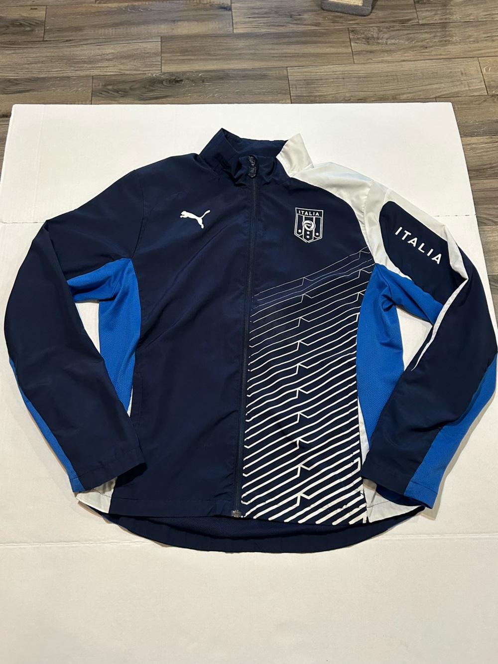 Puma Italia Men's Navy Blue Track Windbreaker Jacket